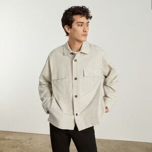 Everlane Shirt Jacket Unisex XS Everyone Spring Striped Button Linen Cotton NWT